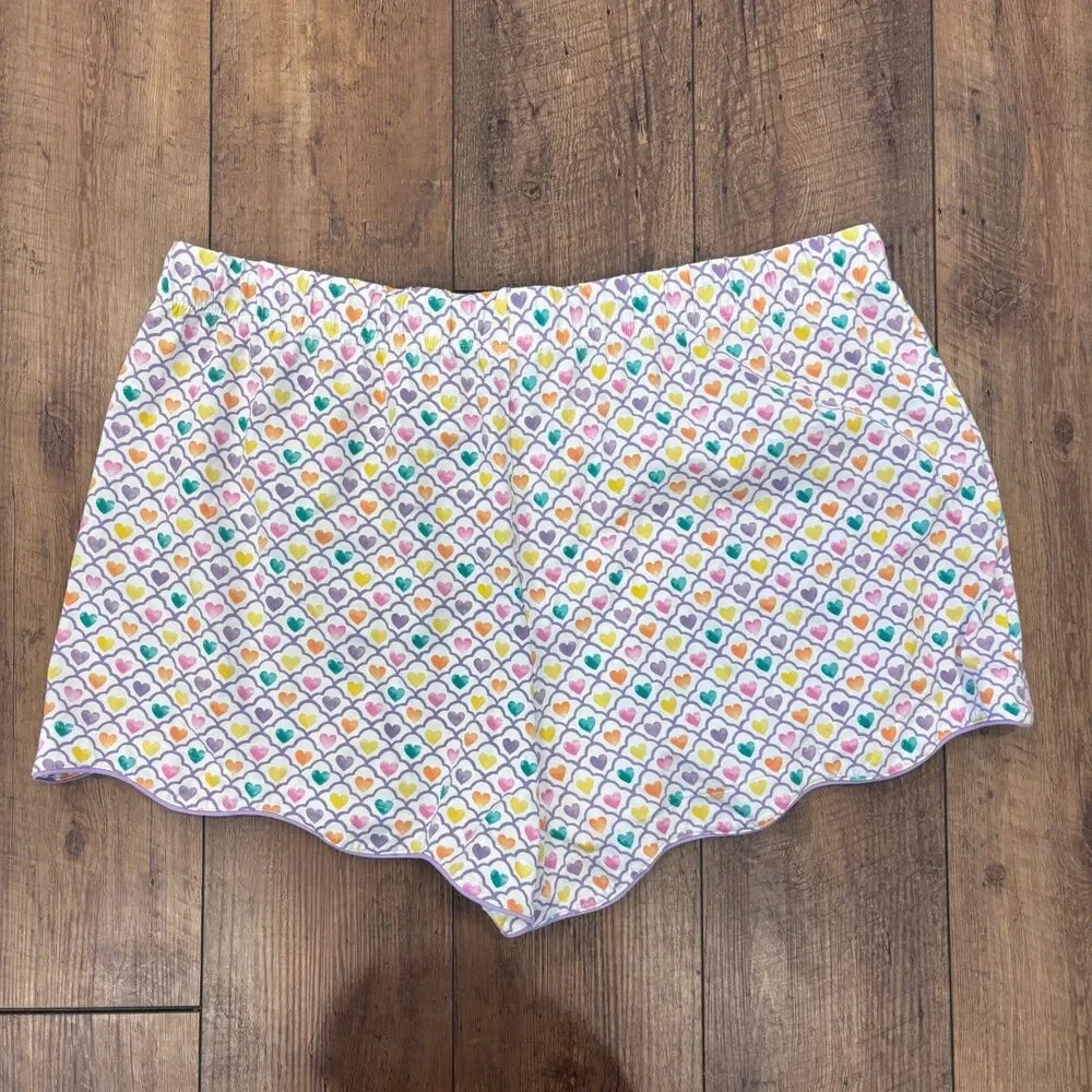 Roller Rabbit x Target Women's Geo Hearts Pajama Shorts Size 2X Scallop Hem